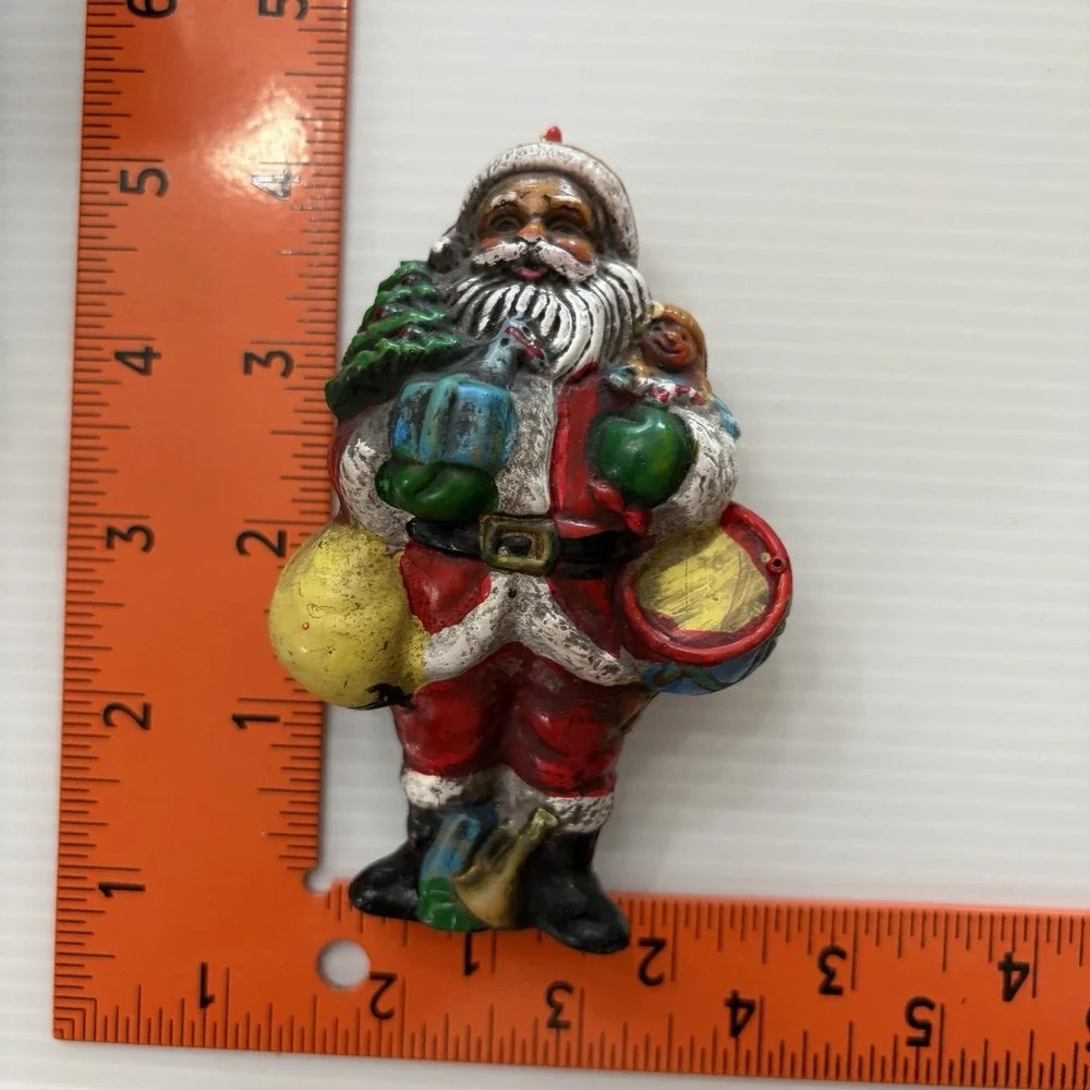 Lot If 5 Vintage Plastic Santa Claus Christmas Ornaments Holiday Tree Decoration